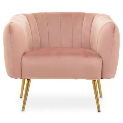Larissa Luxe Channel Tuft Pink Velvet Chair