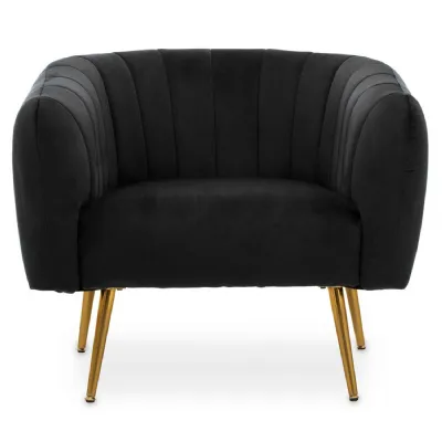 Luxe Channel Tuft Black Velvet Chair