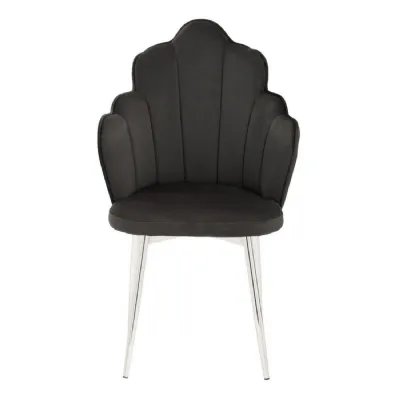 Tian Deco Black And Chrome Velvet Shell Chair
