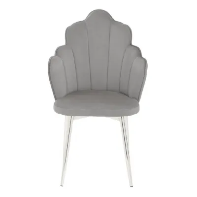 Tian Deco Grey And Chrome Velvet Shell Chair