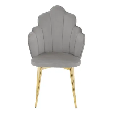 Tian Art Deco Grey Velvet Shell Chair