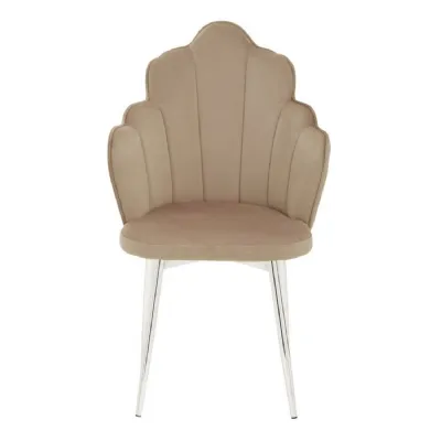 Tian Deco Mink And Chrome Velvet Shell Chair