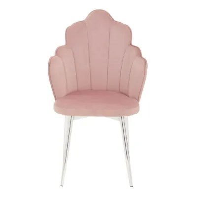 Tian Deco Pink And Chrome Velvet Shell Chair