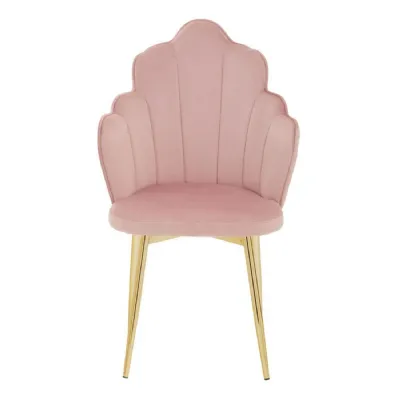 Tian Art Deco Pink Velvet Shell Chair