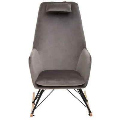 Contemporary Grey Velvet Rocking Chair