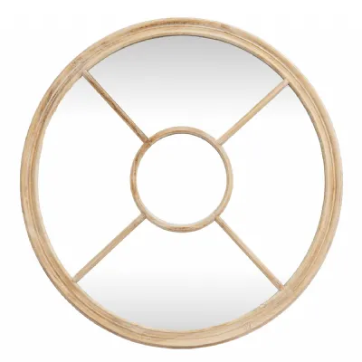 Washed Wood Round Window Mirror