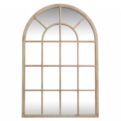 Washed Wood Arched Window Mirror