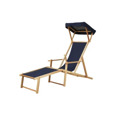 Adjustable Blue Grey Outdoor Lounger