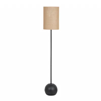 Black Cannon Floor Lamp With Hessian Shade