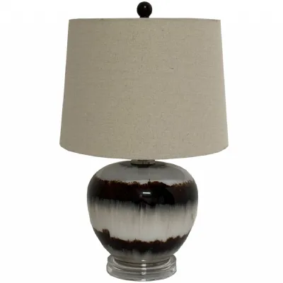 Sepia Shadows Squat Table Lamp With Linen Shade
