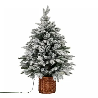 Snowy Norway Fir PreLit Led 300L Fir Tree In Rattan Pot