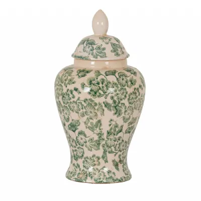 Large Green Clover Ceramic Ginger Jar