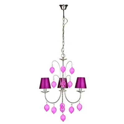 Hot Pink 3 Arm Chandelier
