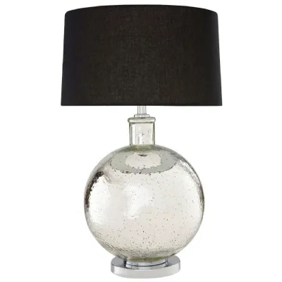 Clear Glass Bowl With Chrome Detail Table Lamp