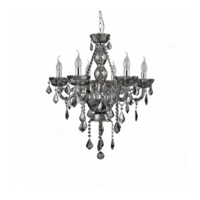 Smoked Crystal 6 Arm Chandelier