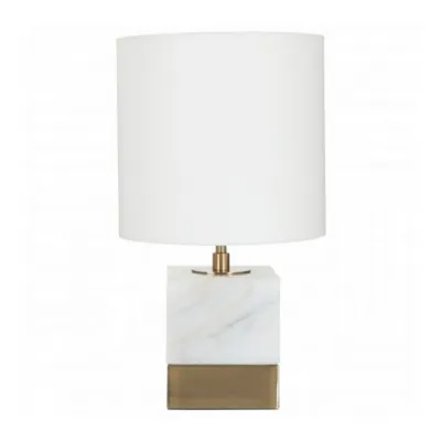 White Marble Accent Lamp With Cream Shade
