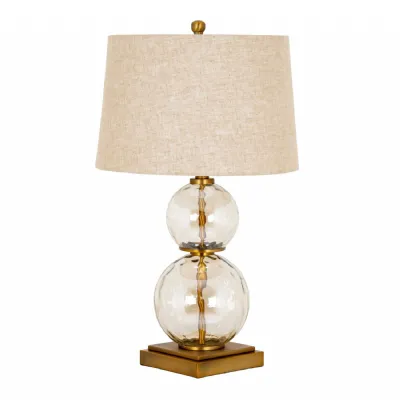 Savoy Glass And Gold Finished Table Lamp With Linen Shade