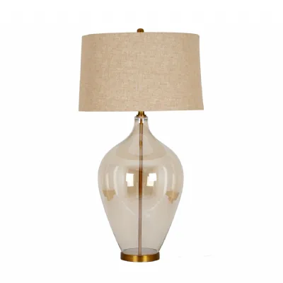 Opaline Glass Table Lamp With Linen Shade