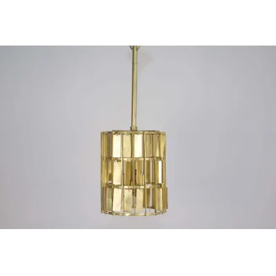 Brushed Gold Iron Tile Design Pendant Lamp with Three Lights