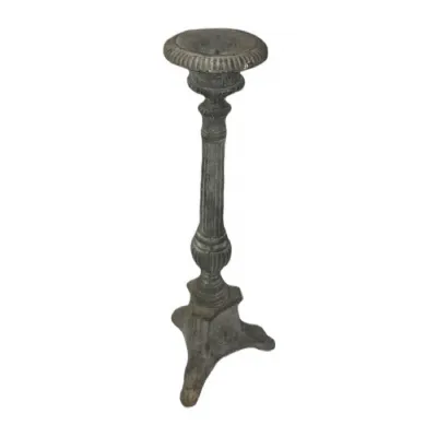 43cm Cast Iron Candlestick Aged Rusty Lead Finish