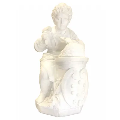 White Marble 109cm Sculpture Maso with Hand Carved Detail