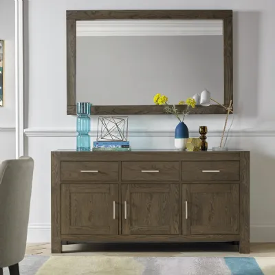 Dark Wood Oak Large 160cm Wide 3 Door Sideboard