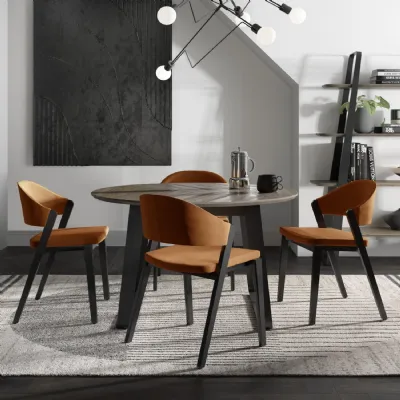 Weathered Oak Round 4 Seater Dining Table Peppercorn Base