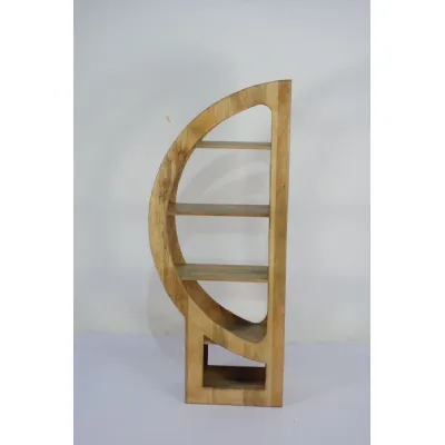 Traditional Mango Wood D Shape Open Storage Display Shelf