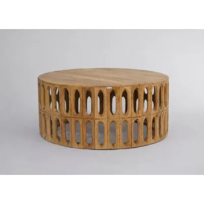 Kankra Carved Oval Tile Coffee Table