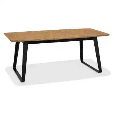 Retro Rustic Oak and Peppercorn Large Extending Dining Table