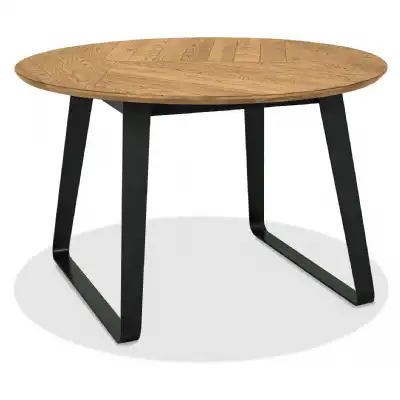 Rustic Oak and Peppercorn Circular Small 125cm Dining Table