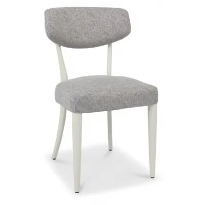 Grey Fabric Curved Back Dining Chair with Padded Seat