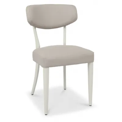 Grey Bonded Leather Curved Back Dining Chair