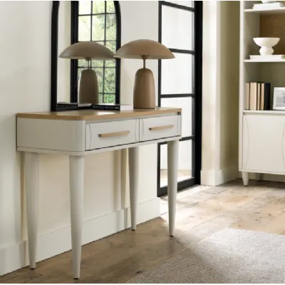 Grey 2 Drawer Console Table Scandi Oak Top And Handles