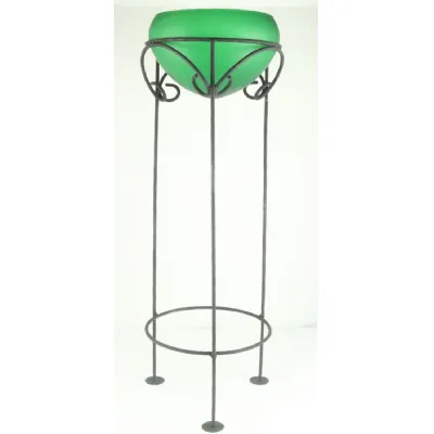 Dark Green Bowl On Stand 75cm