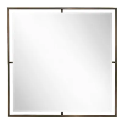 Dark Brushed Metal Framed Square Wall Mirror