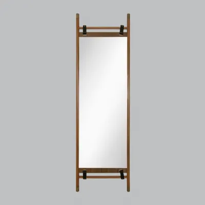 Walnut Wooden High End Mirror with Black and Bronze Detail