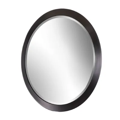 Gunmetal Metal Round Wall Mirror 75cm Diameter