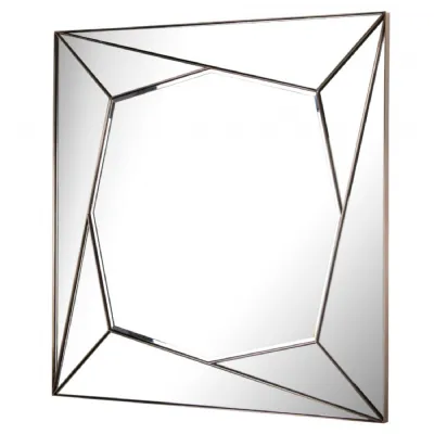 Brass Metal Unique Design Square Wall Mirror