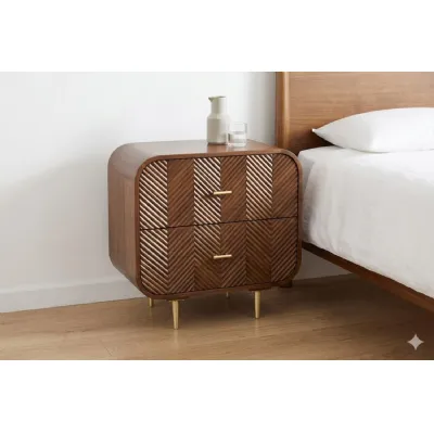 Sonar Wooden Layered Chevron Pattern 2 Drawer Bedside