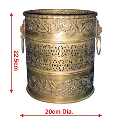 Brass Embossed Pierced Decorative Antique Planter 22.5cm