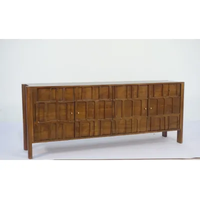 Traditional Mango Wood Geometric Detailing 4 Door Hand Carved Sideboard