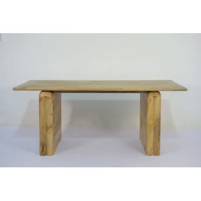 Traditional Mango Wood Rectangular 6 Seater Dining Table with Solid Block Legs