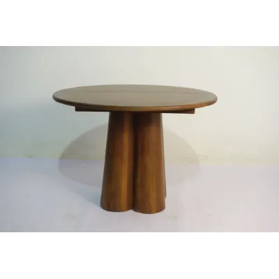 Modern Mango Wood 106cm Round 4 Seater Dining Table with Pedestal Base