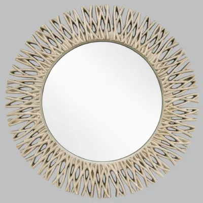 Champagne Silver Leaf Finish Round Wall Mirror