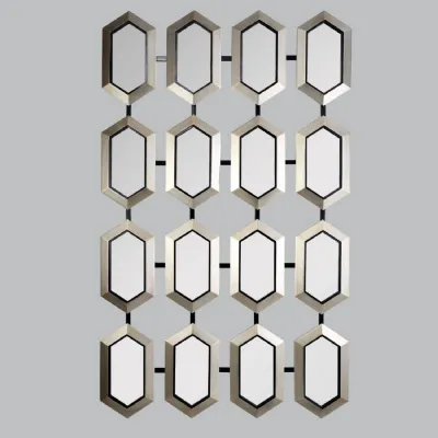 Champagne Silver Leaf Finish Section Wall Mirror