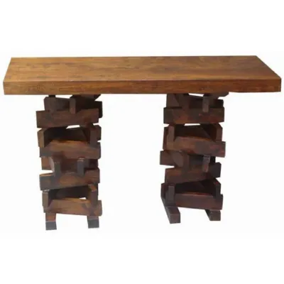 Acacia Wood Large Console Table with Zig Zag Base 120cm