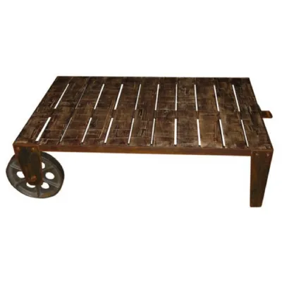 Acacia Wheel Design Coffee Table 120cm