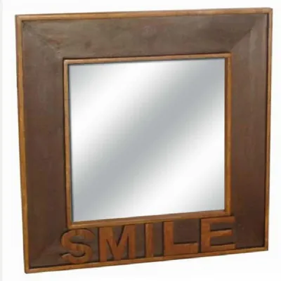 Indian Acacia Mirror 60x60 SMILE Letters