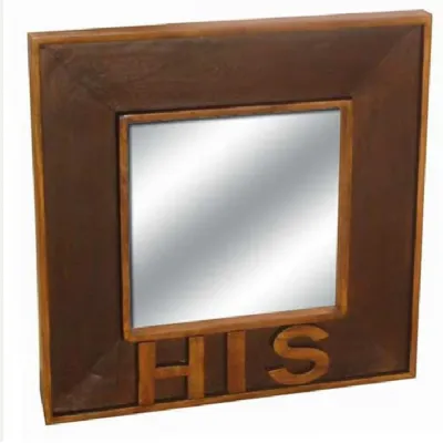 Indian Acacia Mirror HIS Letters